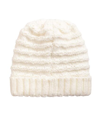 Womens/ladies ashley lined beanie cream Animal