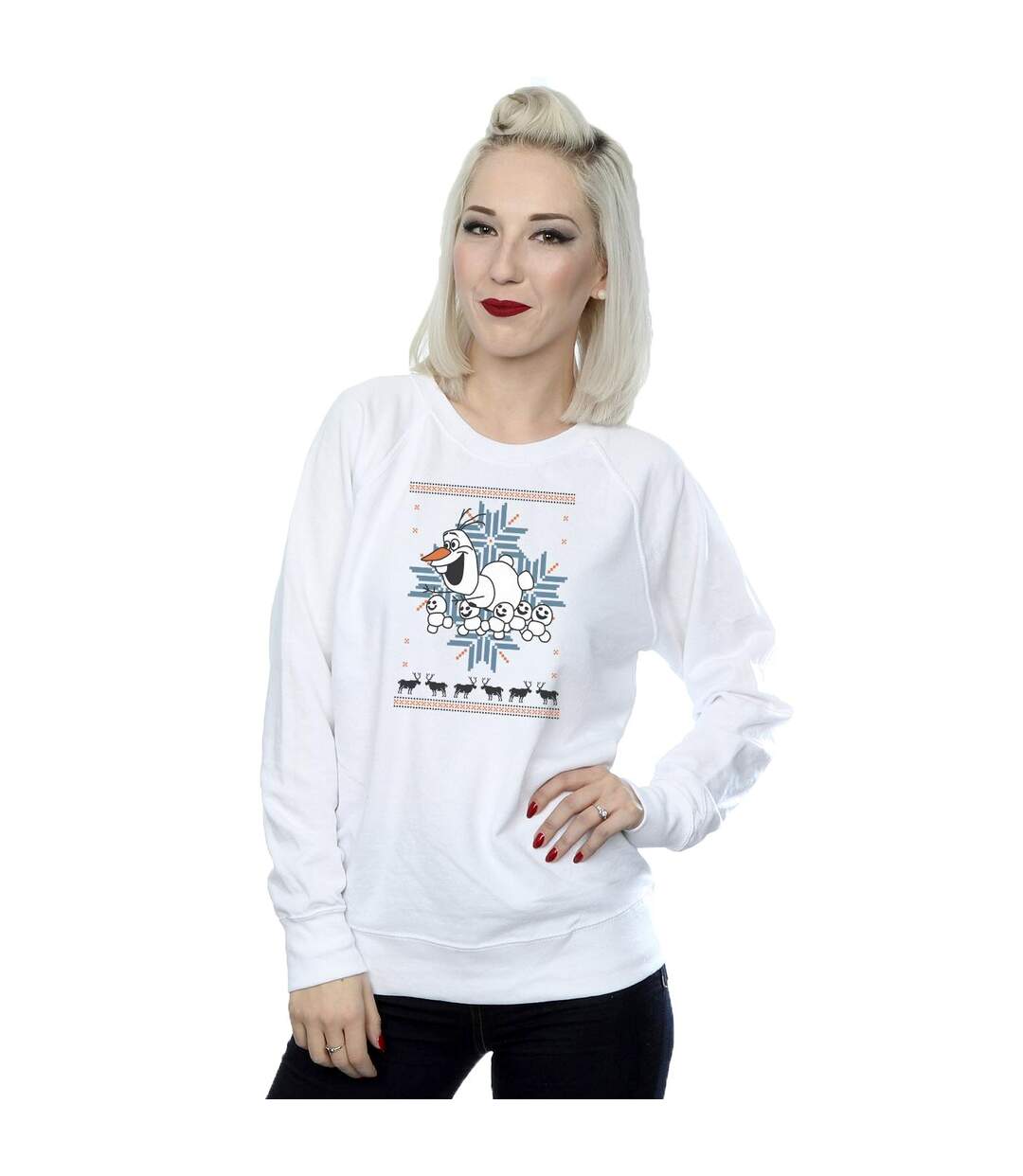 Disney Sweatshirt Frozen Christmas Olaf And Snowmen Womens/Ladies (Blanc) - UTBI6050-2