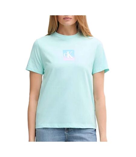 T-Shirt turquoise femme calvin klein jeans classic boxed