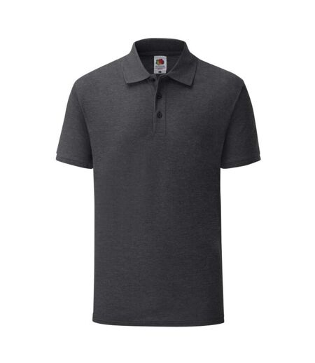 Polo manches courtes homme gris foncé chiné Fruit of the Loom