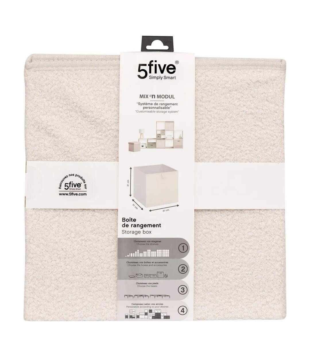 Boîte de Rangement Bouclette 31x31cm Blanc-2