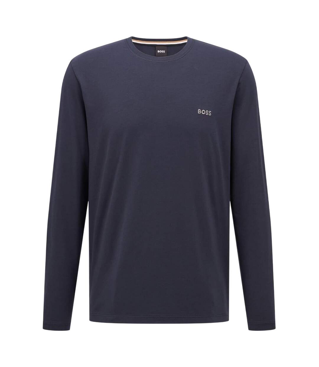 Mens Embroidered Logo Crew Neck Long-sleeved T-shirt Black Boss-4