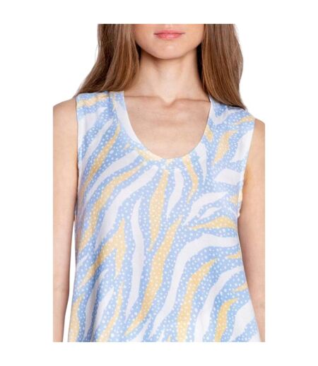 Débardeur Sans Manches Motif/style Imprimé Zèbre Femme Bleu Clair PJ Salvage