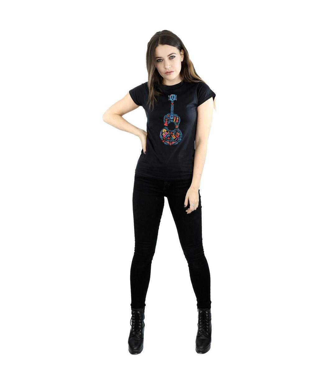 Disney - T-shirt COCO GUITAR PATTERN - Femme (Noir) - UTBI14297-4
