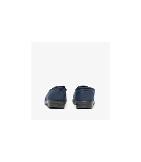 Zedzzz Mens Charles Herringbone Felt Gusset Slippers (Navy Blue) - UTDF812