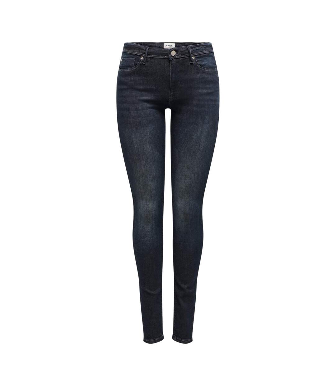 Womens/ladies 5 Pockets Skinny Jeans Black Denim Only-2
