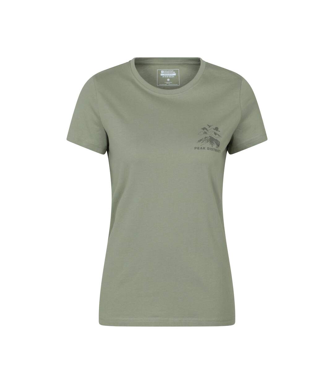 Womens/ladies Peak District Mountain Scene T-shirt Khaki Green Mountain Warehouse-1
