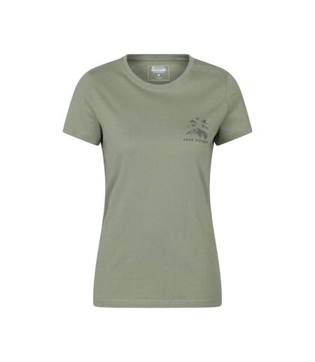 Womens/ladies Peak District Mountain Scene T-shirt Khaki Green Mountain Warehouse