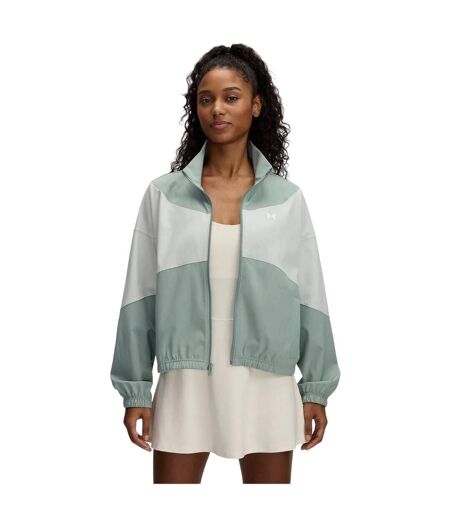 Womens/ladies Rival Colour Block Waterproof Jacket Green Under Armour