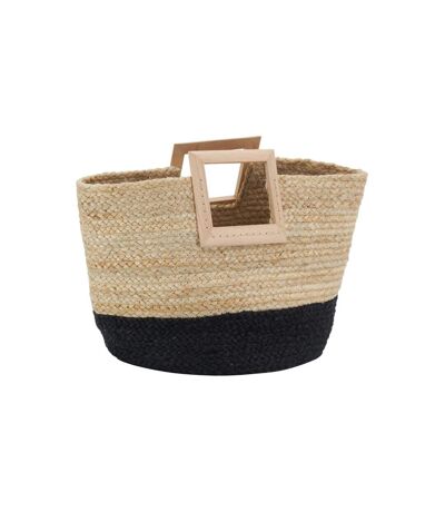 Sac cabas en jute et bois naturel et noir