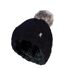 Ladies Cable Knit Fleece Lined Thermal Winter Bobble Hat with Pom Pom-1