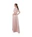 Womens/ladies Satin Angel Sleeve Bridesmaid Maxi Dress Soft Pink Maya Deluxe-2