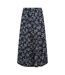 Womens/ladies tiya floral ecovero godet midi skirt black iris Weird Fish-1