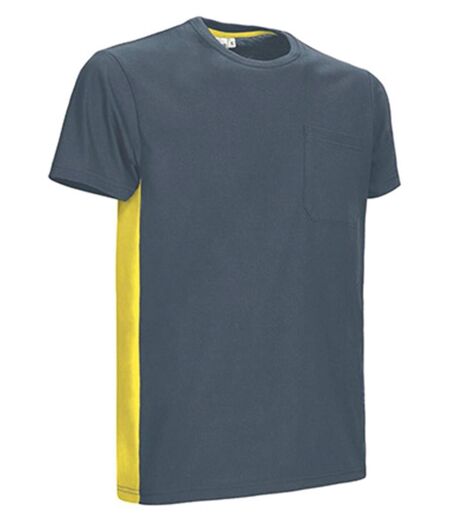 T-shirt bicolore - Unisexe - réf THUNDER - gris ciment et jaune