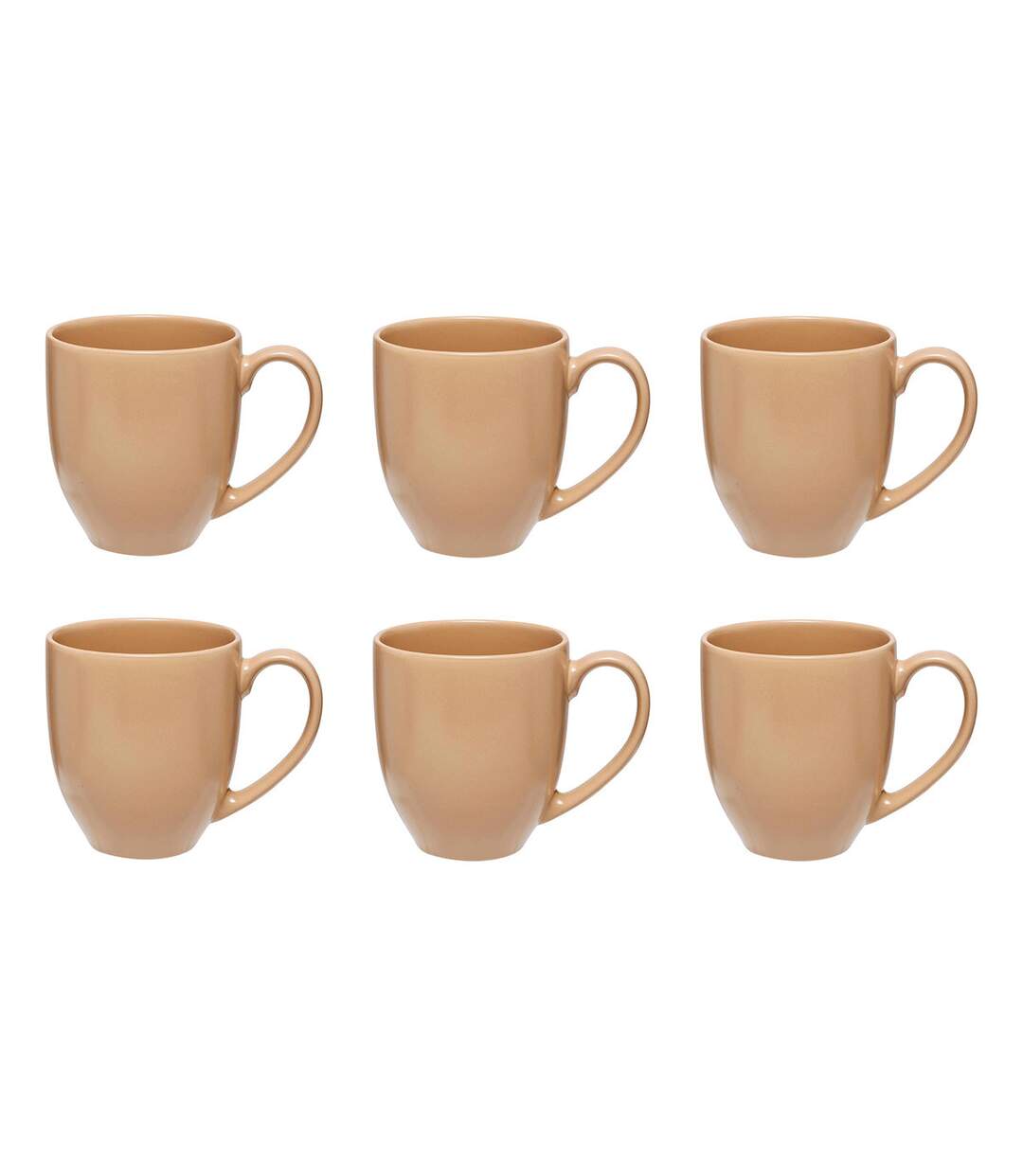 Lot de 6 Mugs en Céramique Maé 48cl Beige-1