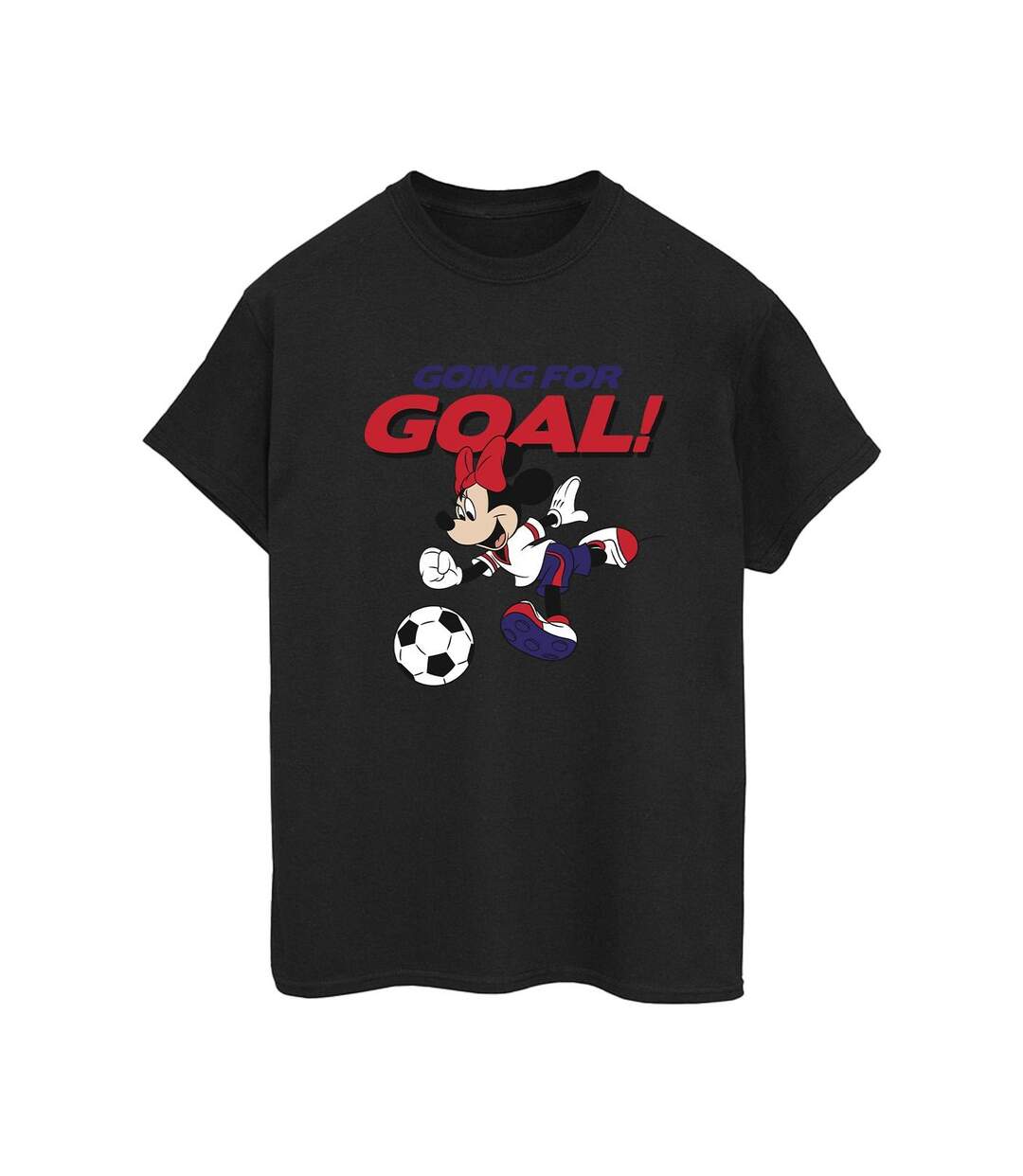 Disney Womens/Ladies Minnie Mouse Going For Goal - T-shirt boyfriend en coton (Noir) - UTBI38663-1