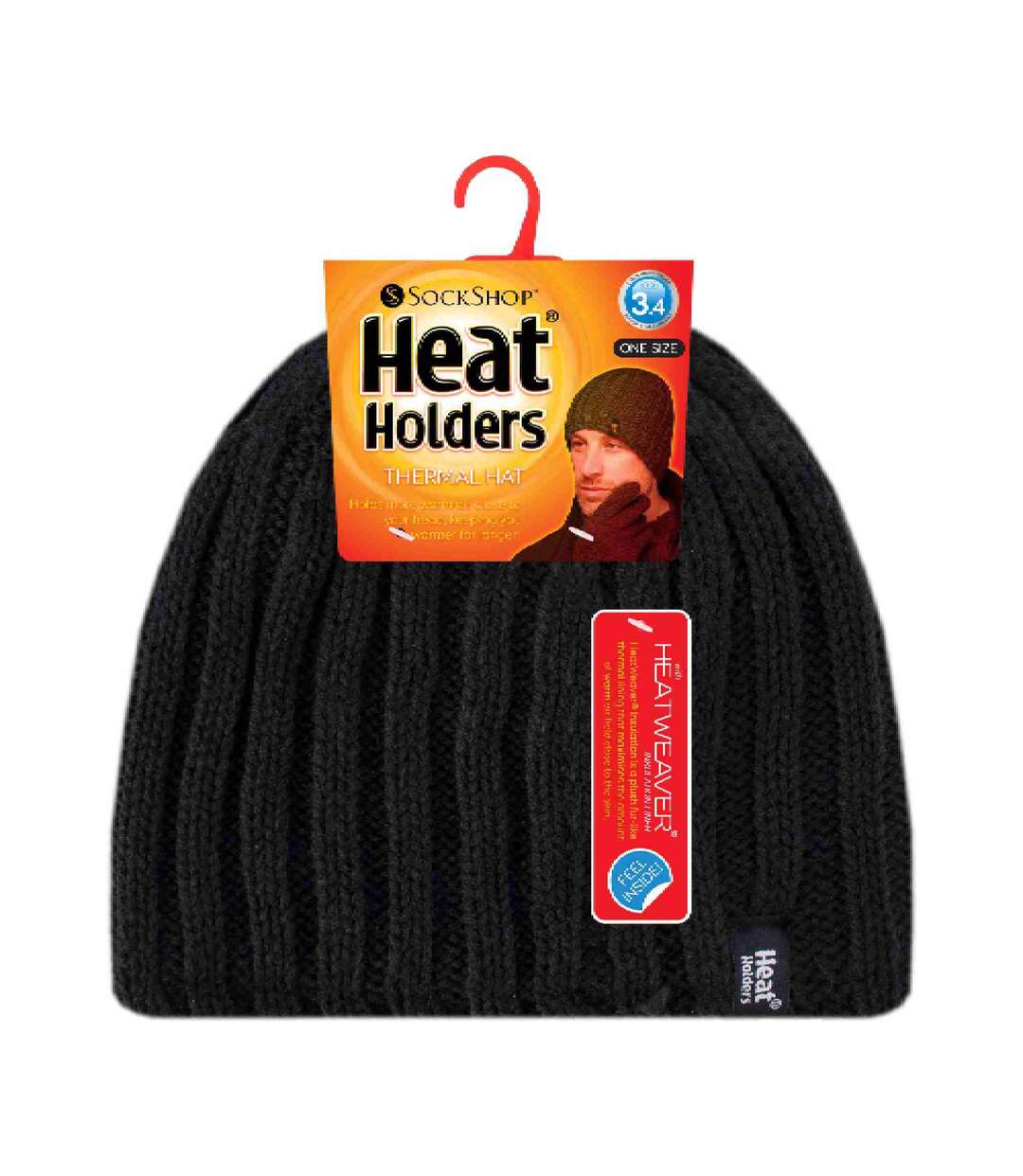 Mens 3.4 TOG Soft Fleece Lined Ribbed Knitted Thermal Winter Hat-2