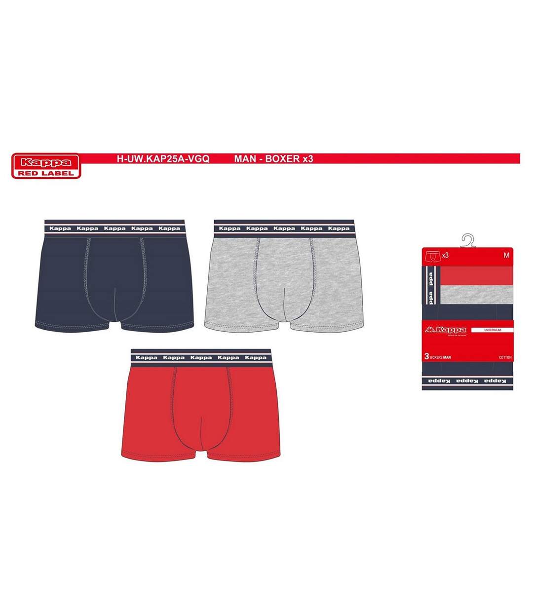 Boxer homme KAPPA Pack de 3 Boxers 2330-3