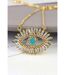 Large Evil Eye Crystal Zirconia Turquoise Eyelashes Pendant Necklace