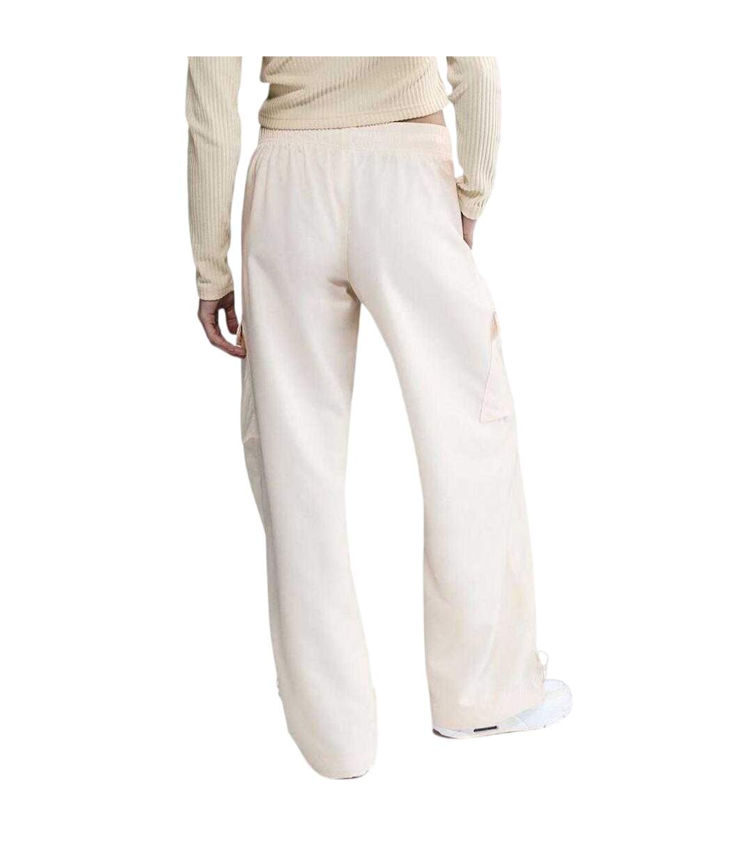Womens/ladies Trend Wide Leg Cargo Trousers White Nike-3