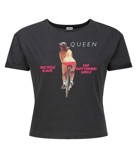 Womens/ladies Queen Crop Top Charcoal Amplified