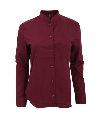 Kariban Womens/Ladies Long Sleeve Mandarin Collar Shirt (Wine)