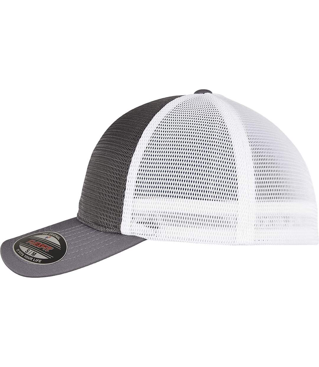 Casquette omnimesh adulte gris foncé / blanc Flexfit-3