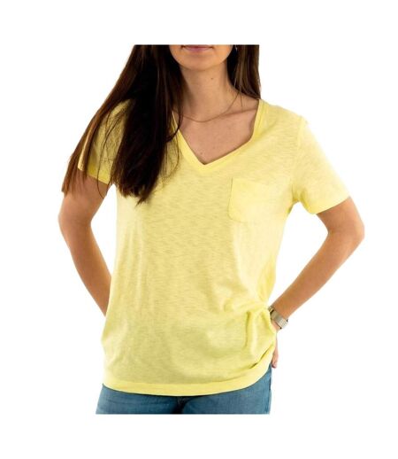 T-shirt Jaune Femme Superdry Pocket - 36