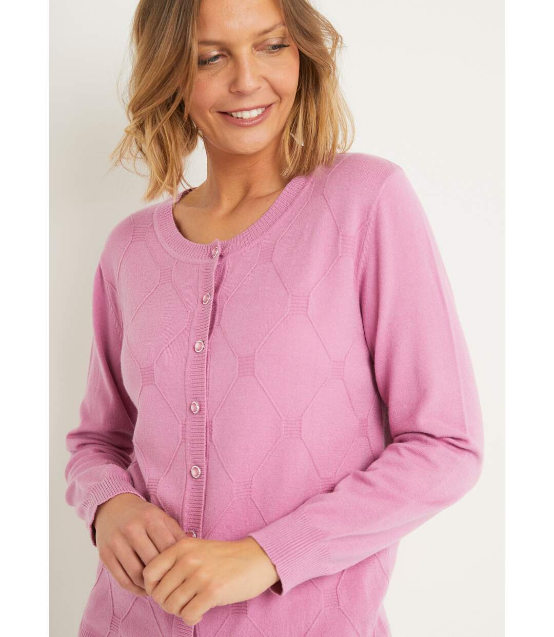 Gilet cardigan uni boutonné modal mélangé-4