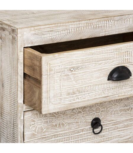 Table de chevet 3 tiroirs Ajay - Beige et noir