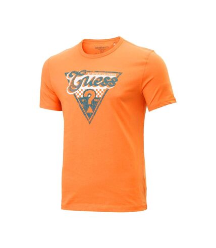 T-shirt Orange Homme Guess Triangle
