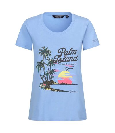 Regatta Womens/Ladies Filandra VIII Palm Tree T-Shirt (Hydrangea Blue) - UTRG9891