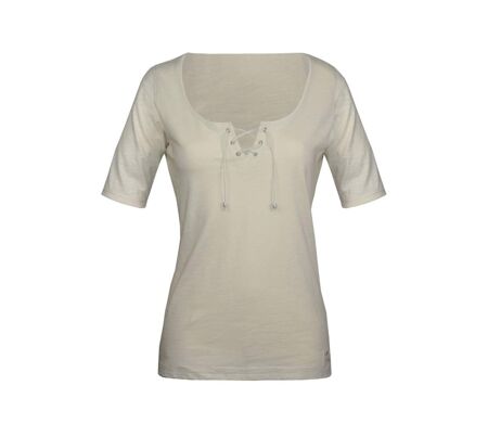 Tee-shirt MAYFLOWER DAMOCLES2 beige à lacets : l'élégance des manches 3/4