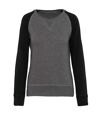 Sweat shirt coton bio - Femme - K492 - gris chiné et marine