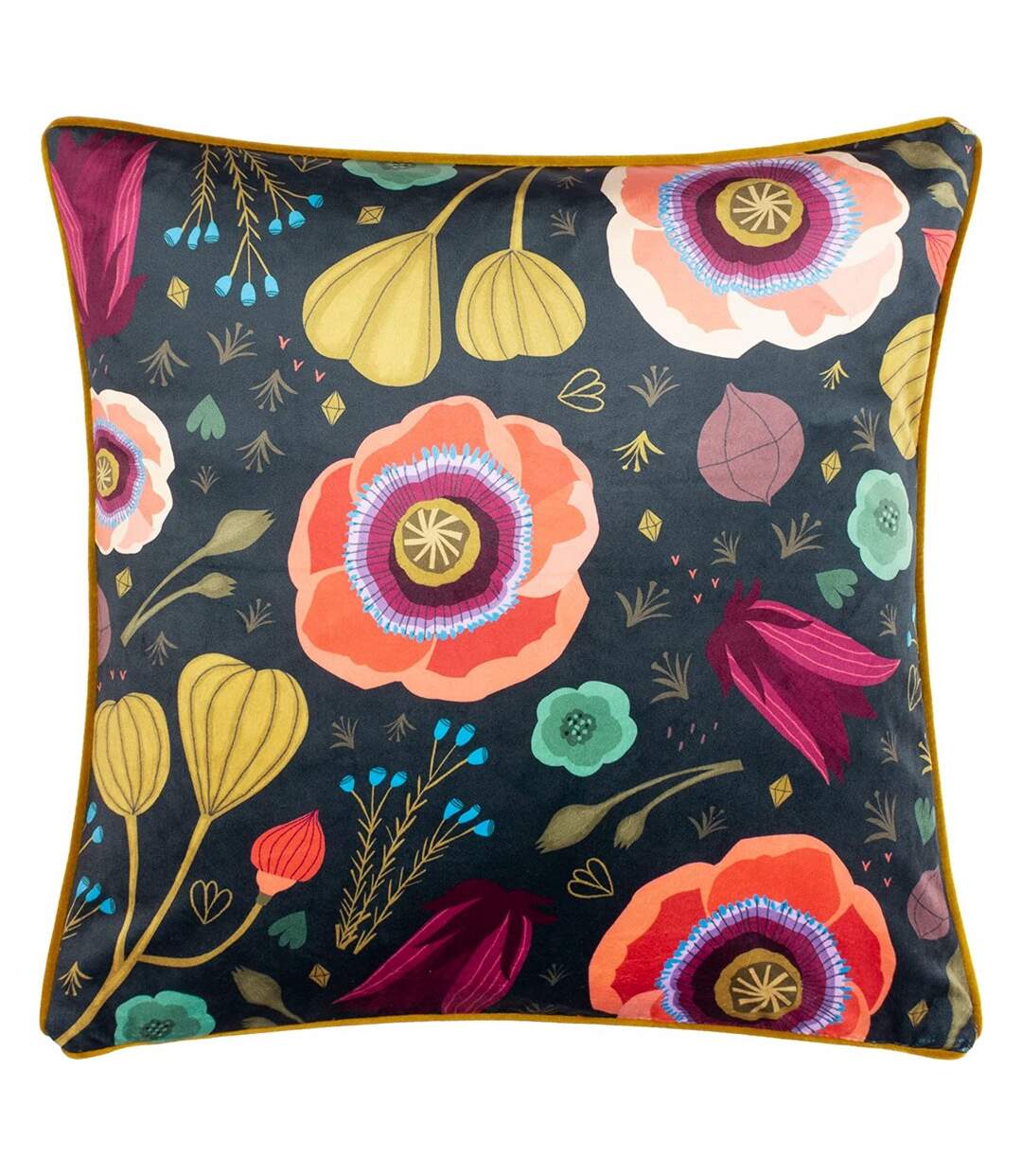 Bright blooms cushion cover one size black/green Kate Merritt