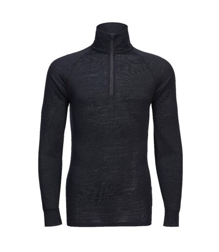 Unisex Adult Merino Wool Quarter Zip Base Layer Top Black Portwest