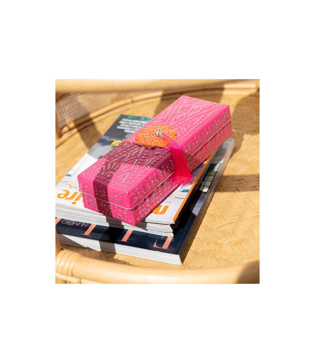 Lot de 2 Boîtes en Métal Gigognes 28cm Rose-4