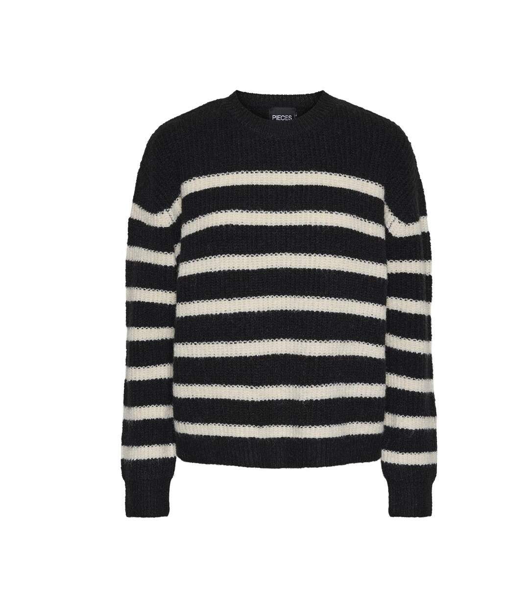 Pull noir/blanc femme pieces klara-3