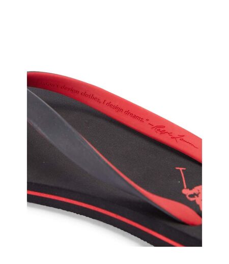 Mens Beach &amp Pool Flip Flops Black Red Ralph Lauren