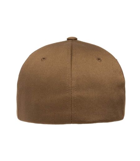 Childrens/kids Wooly Combed Baseball Cap Coyote Brown Flexfit