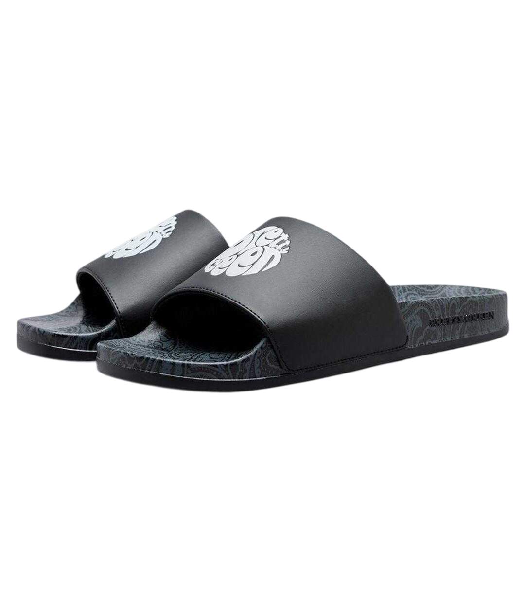 Mens Paisley Sliders Black White Pretty Green-4