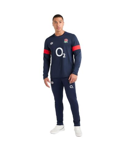 Umbro Mens 23/24 England Rugby Relaxed Fit Long-Sleeved Training Jersey (Navy Blazer/Flame Scarlet) - UTUO1487