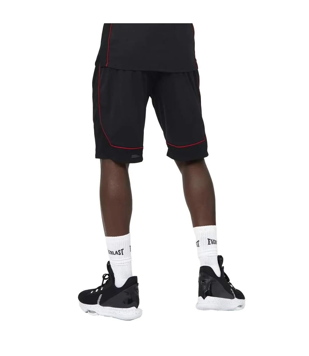 Mens Loose Basketball Shorts Black Red Everlast-3