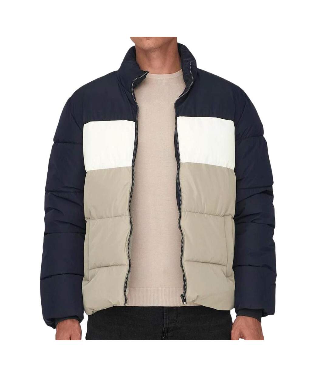 Doudoune marine/beige homme only & sons melvin life-1