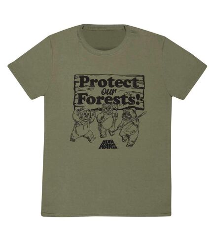 Star Wars - T-shirt PROTECT OUR FORESTS - Adulte (Vert kaki) - UTHE1503