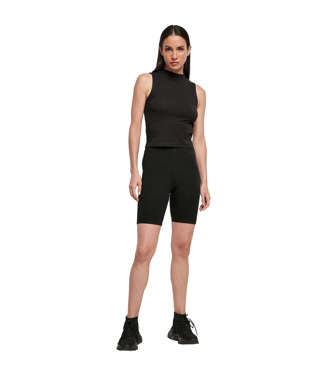 Womens/ladies High Waist Cycling Shorts Black Build Your Brand-1