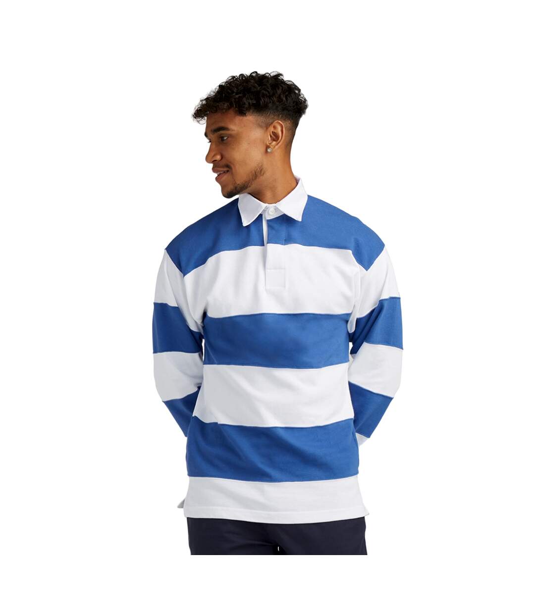 Polo homme blanc / bleu roi Front Row Front Row