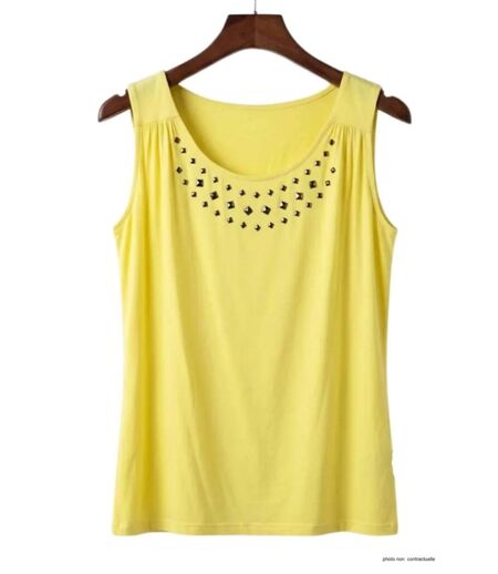 Axone TF344J Débardeur femme grande taille stretch jaune pour un style estival lumineux
