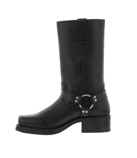 Woodland Mens High Harley Western Harness Leather Boots (Black) - UTDF578