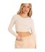 Womens/ladies Crew Neck Long-sleeved Crop Top Stone Missy Empire-1